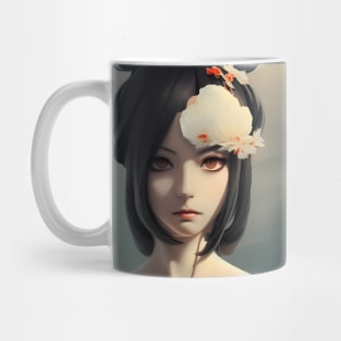 Beaux Animes Art, Beautiful Anime  Girl with flowers in her hair Illustration Design Mug